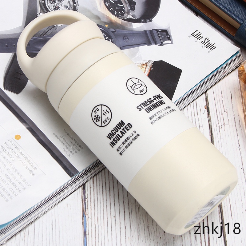 Bình Đựng Nước Giữ Nhiệt Bằng Thép Không Gỉ Hai Lớp Với Tay Cầm 350ML 480ML