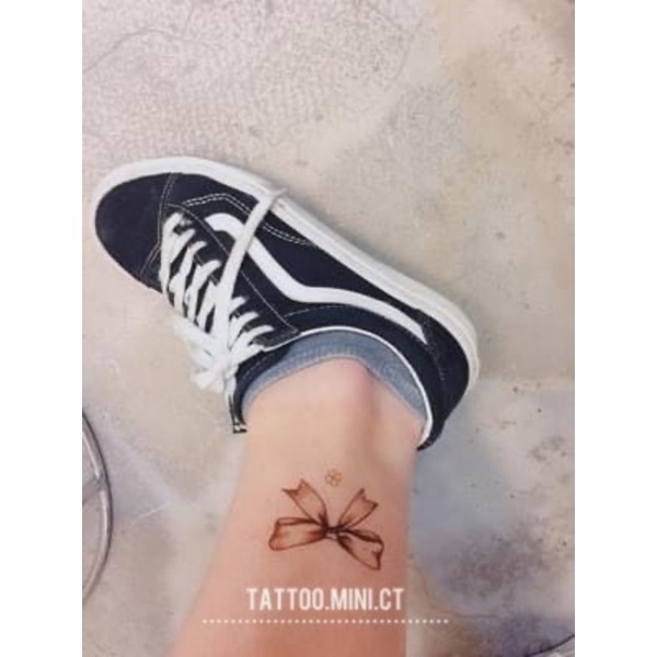 Hình xăm nơ đen c27. Xăm dán tatoo mini tạm thời, size &lt;10x6cm