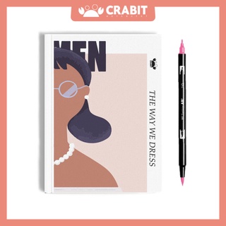 Combo "Best-Mate" - Sổ tay ô vuông Women Nâu - 1 bút Tombow Dual Brushpen