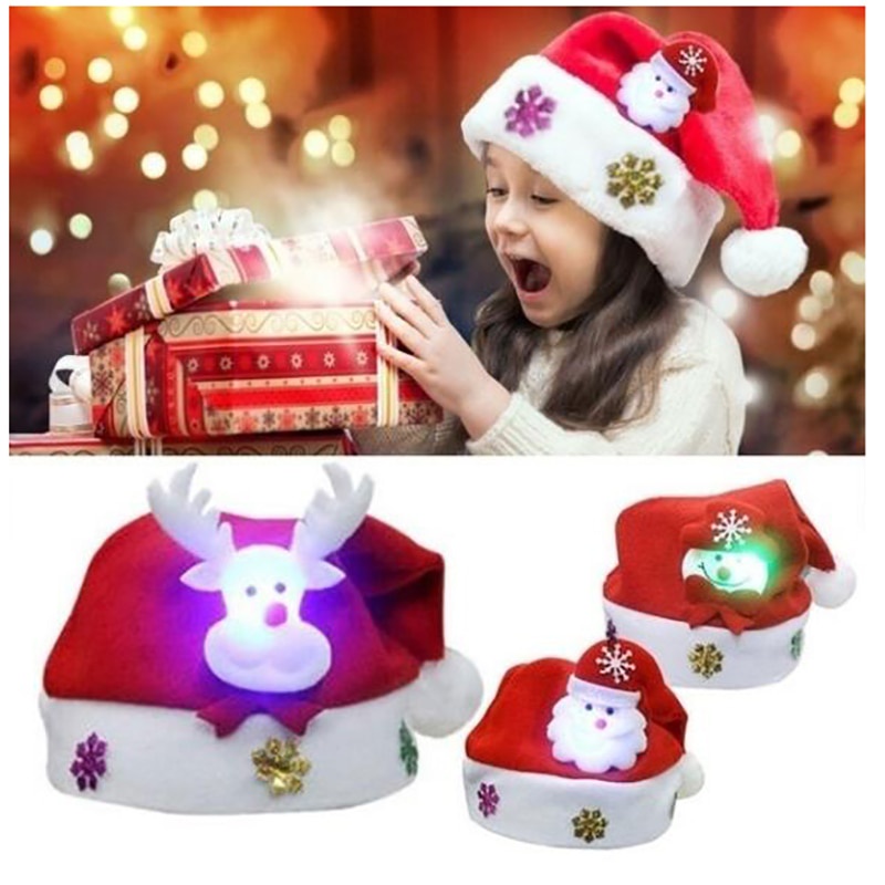 Mũ Giáng Sinh có đèn LED hình ông già Noel/người tuyết/tuần lộc/ông già Noel cho trẻ em/người lớn