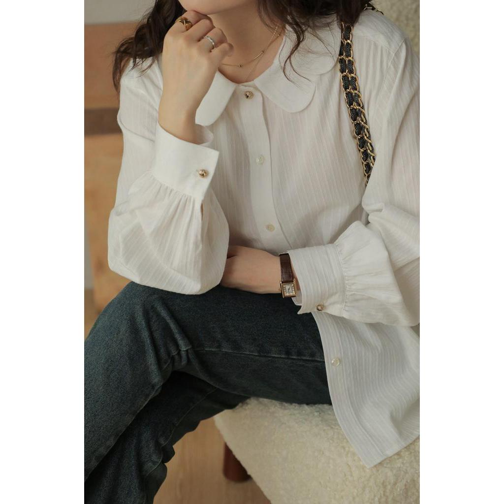 Áo Sơ Mi Cổ Búp Bê Hai Lớp Dáng Rộng Thời Trang Dành Cho Nữ 60794