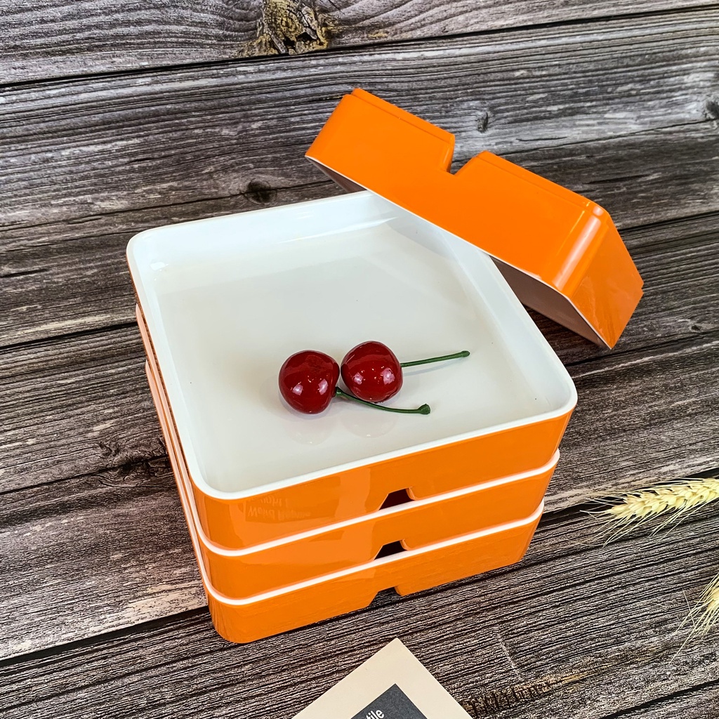 Khay vuông Melamine 15x15cm đựng thức ăn/ đồ tráng miệng/ đồ nhúng lẩu