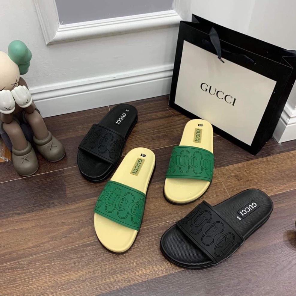 (Có Video + Ảnh Thật) Dép Gucci Họa Tiết GC Đế Cao Su Chống Nước - Dép Quai Ngang Nam Nữ Thời Trang Cao Cấp Hottrend