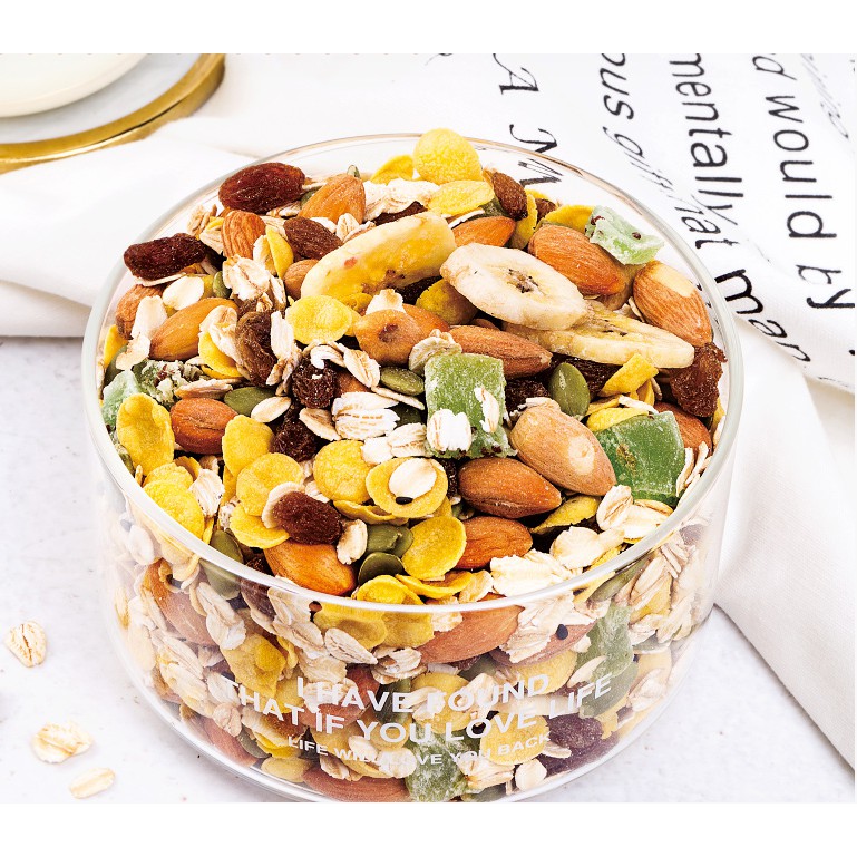 Ngũ cốc ăn kiêng mix hạt, hoa quả MIXED NUTS và MIXED FRUIT OATMEAL hộp 1080g | BigBuy360 - bigbuy360.vn