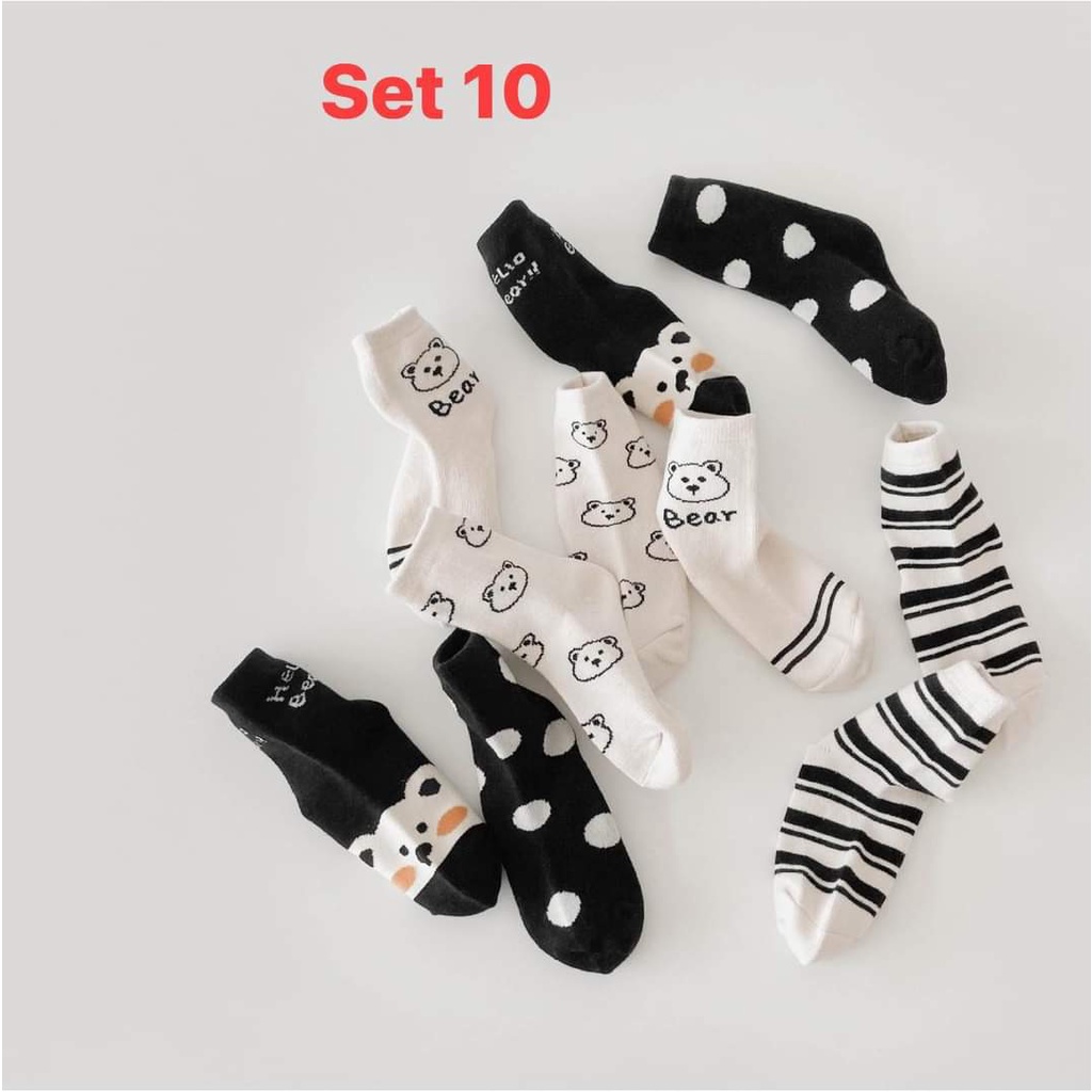 Set 5 đôi tất made in Korea giữ nhiệt ấm áp hoạ tiết đáng yêu cho bé từ 1,2,3,4,5,6,7,8 tuổi thời trang trẻ em BABYKOREA