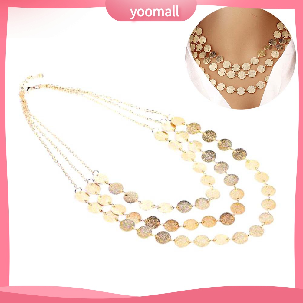 Dây Chuyền Hợp Kim Nhiều Lớp Đính Đồng Xu Xinh Xắn Cho Nữ