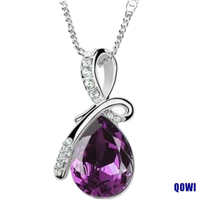 Vòng cổ Mặt Hình Giọt Nước Đính Đá Zircon Màu Xanh Dương Thời Trang