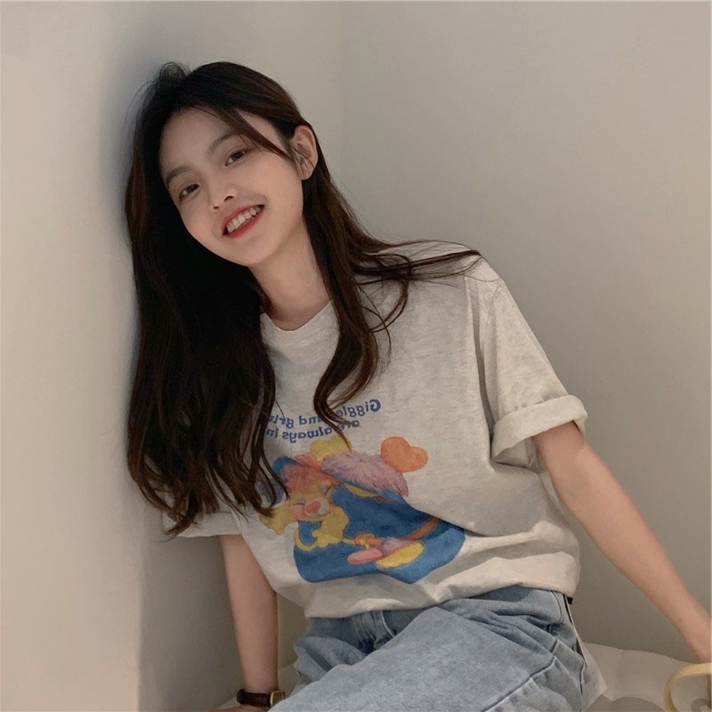 NRVP Áo Thun Nữ Tay Ngắn In Hình Phong Cách Hàn Quốc Thời Trang Mùa Hè 2022