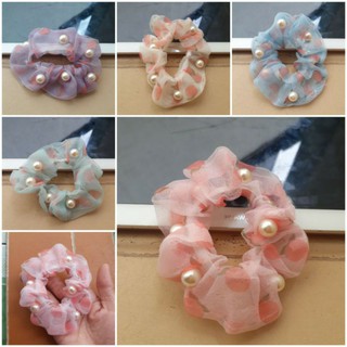 Dây cột tóc Scrunchies quả cam đính hạt