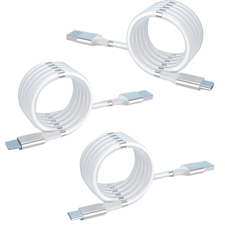 iPhone Fast Charging Cable Magnetic Fast Charging Data Line Type-c/Android/Apple Portable Self Winding Mobile Phone Cable