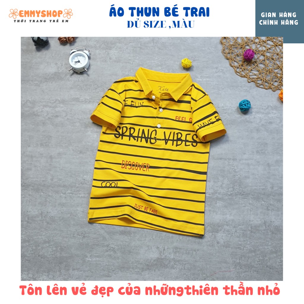 Áo thun bé TRai Kata có cổ chất liệu cotton mềm mát mặc đi học đi chơi thoải mái,đủ size,màu