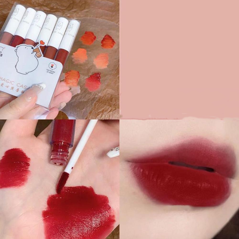 Set 6 Son Kem Lì Magic CASA Chống Nước, Không Dính Cốc Khi Ăn Uống