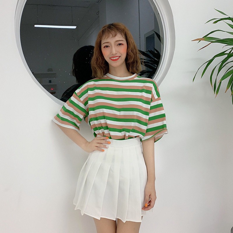 Áo Thun Nữ Tay Ngắn Kẻ Sọc Thời Trang Hàn Quốc