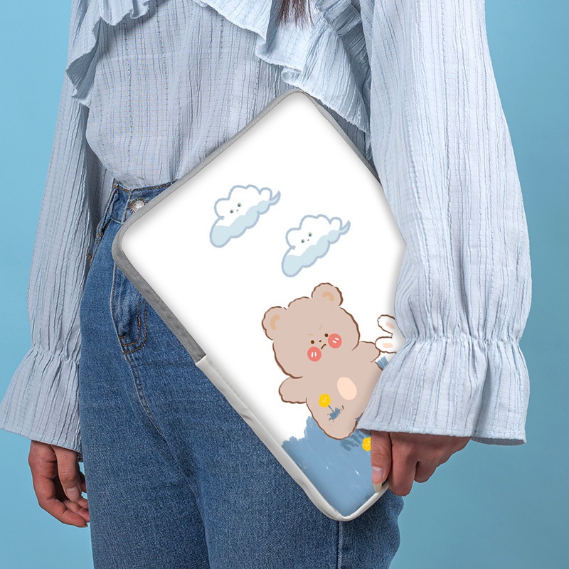 WayYoung/ XTL Túi Da Canvas Đựng Laptop Chống Sốc Chống Nước In Hình Hoạt Hình Cho Surface Air Pro Acer Dell 10 11 12 13 14 15 inch