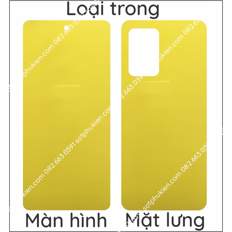 Dán PPF Samsung A52s 5G loại trong, nhám, da cá sấu dành cho màn hình, mặt lưng, full body lưng viền