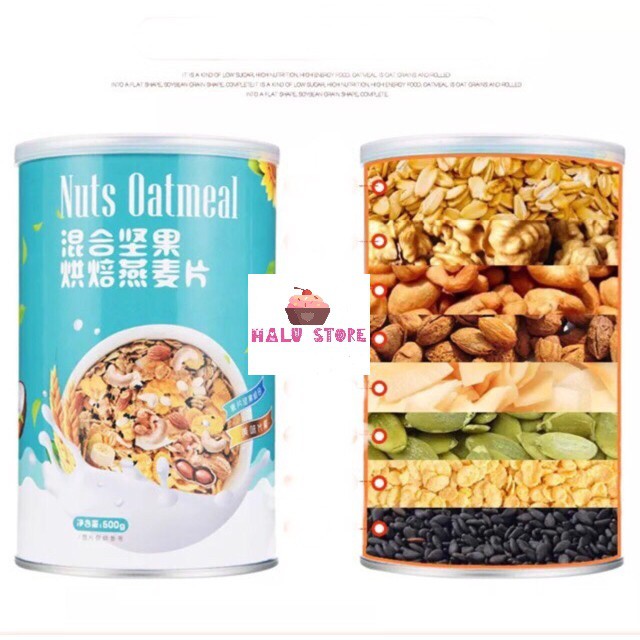 [ĂN KIÊNG] Ngũ cốc mix hoa quả hạt Oatmeal hộp 500g - Miêu Thượng Lan Đình Đài Loan
