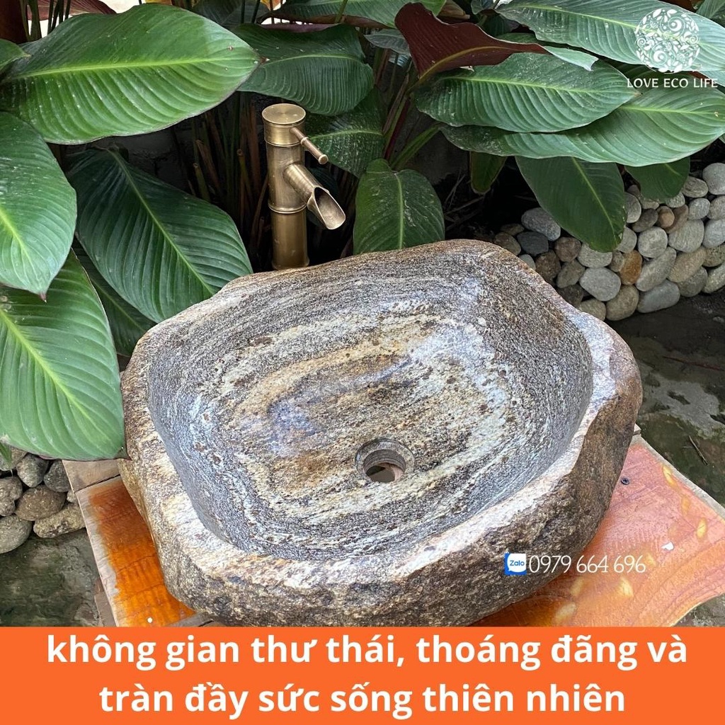 Lavabo chậu đá cuội tự nhiên