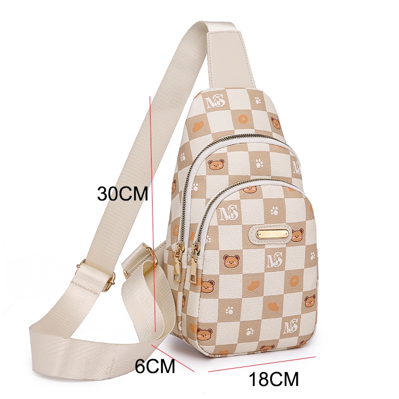 Túi Đeo Chéo Vai Chống Trộm In Hình Gấu Màu Trắng Thời Trang Dành Cho Nữ
