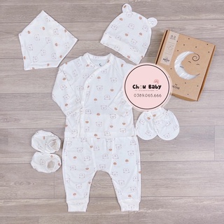 [Moon] Sét dài tay cho bé full phụ kiện. (0-3m)