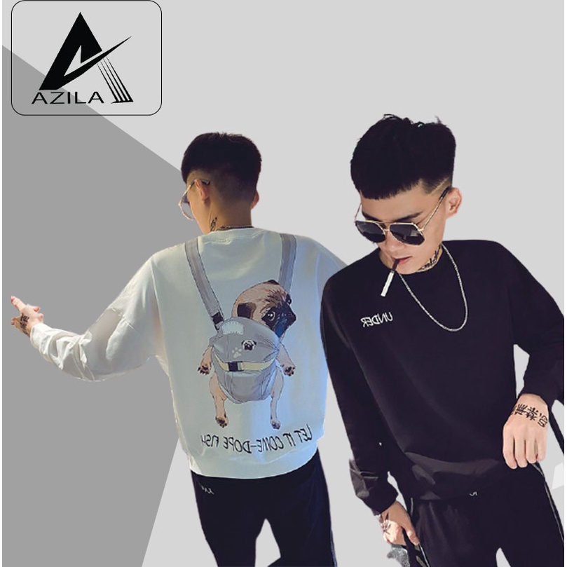 Áo Nỉ Nam Azila - Áo Thu Đông Nam Cổ Tròn Tay Dài Chất Liêu Poly Cao Cấp Co Dãn Mềm Mịn in 3D Chó PUG - TD42 | BigBuy360 - bigbuy360.vn