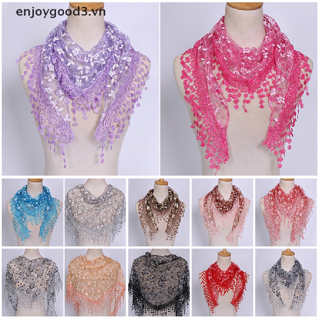 Khăn quàng cổ hình tam giác phối ren hoa thời trang dành cho nữ
