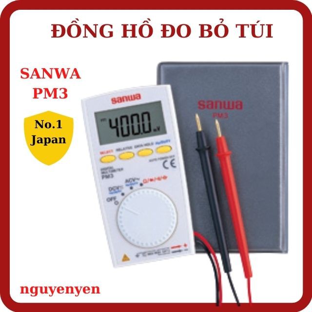 [SIÊU NHẸ] Đồng Hồ Đo VOM Đa Năng Vạn Năng Điện Tử Bỏ Túi SANWA PM3 - Tiêu Chuẩn CE - Tiết Kiệm Pin Tối Đa