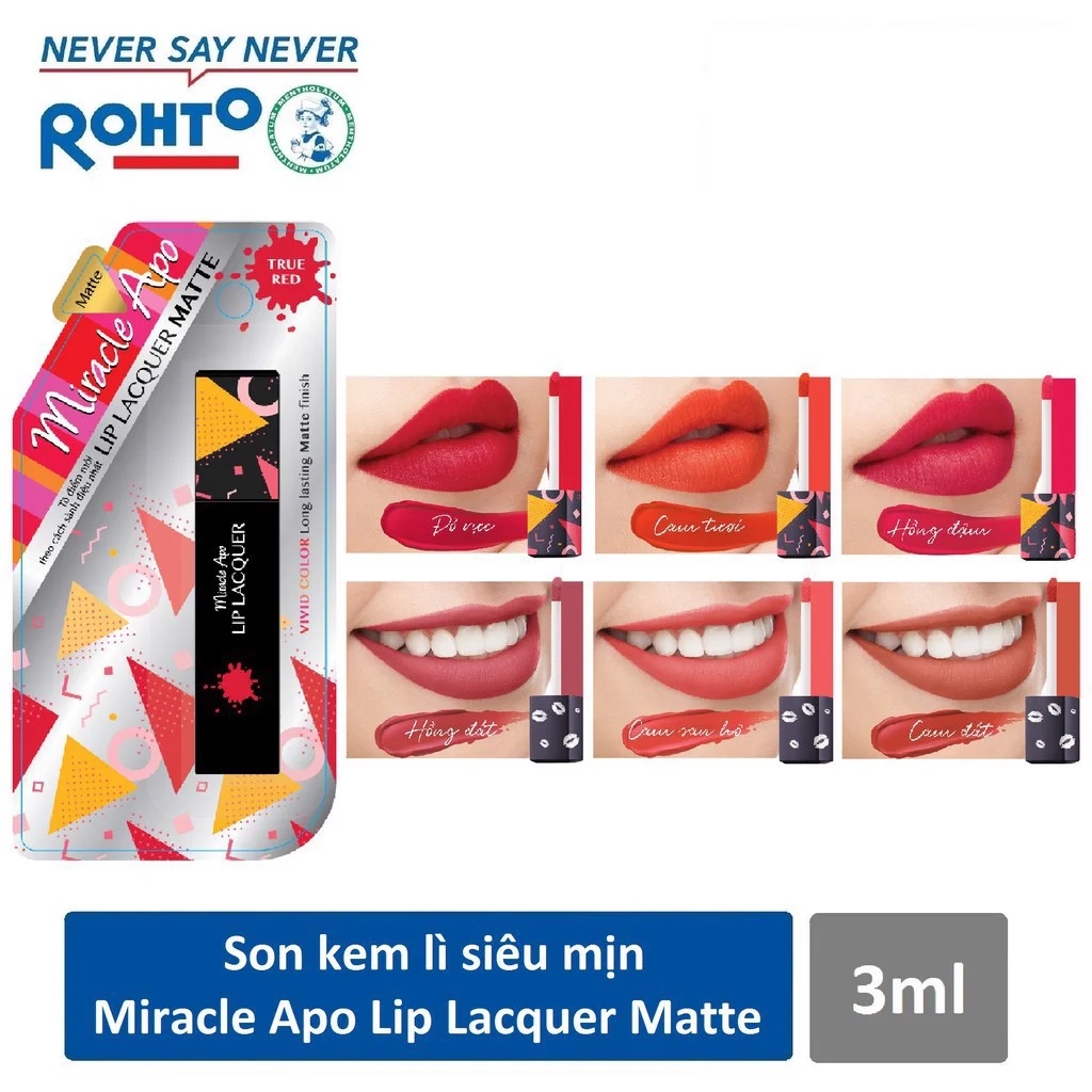(thanh lý) Son kem lì siêu mịn Miracle Apo Lip Lacquer Matte 3ml