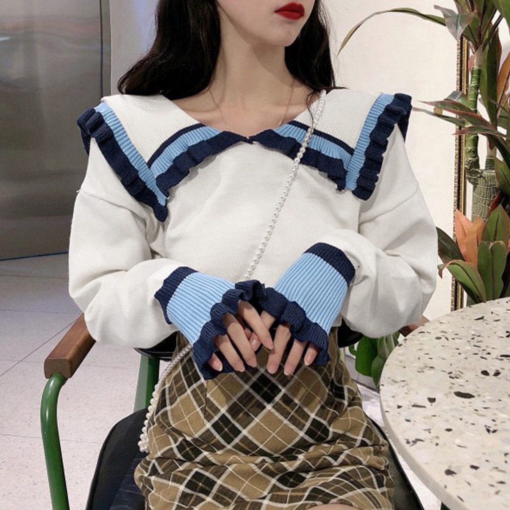 Áo len tay dài cổ thủy thủ thời trang dành cho nữ