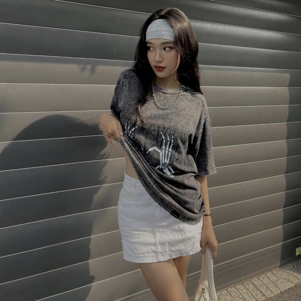 Áo thun nam nữ tay lỡ Acid Heart Bones oversize Jiang Store - áo phông oversize cotton unisex in hình Local Brand