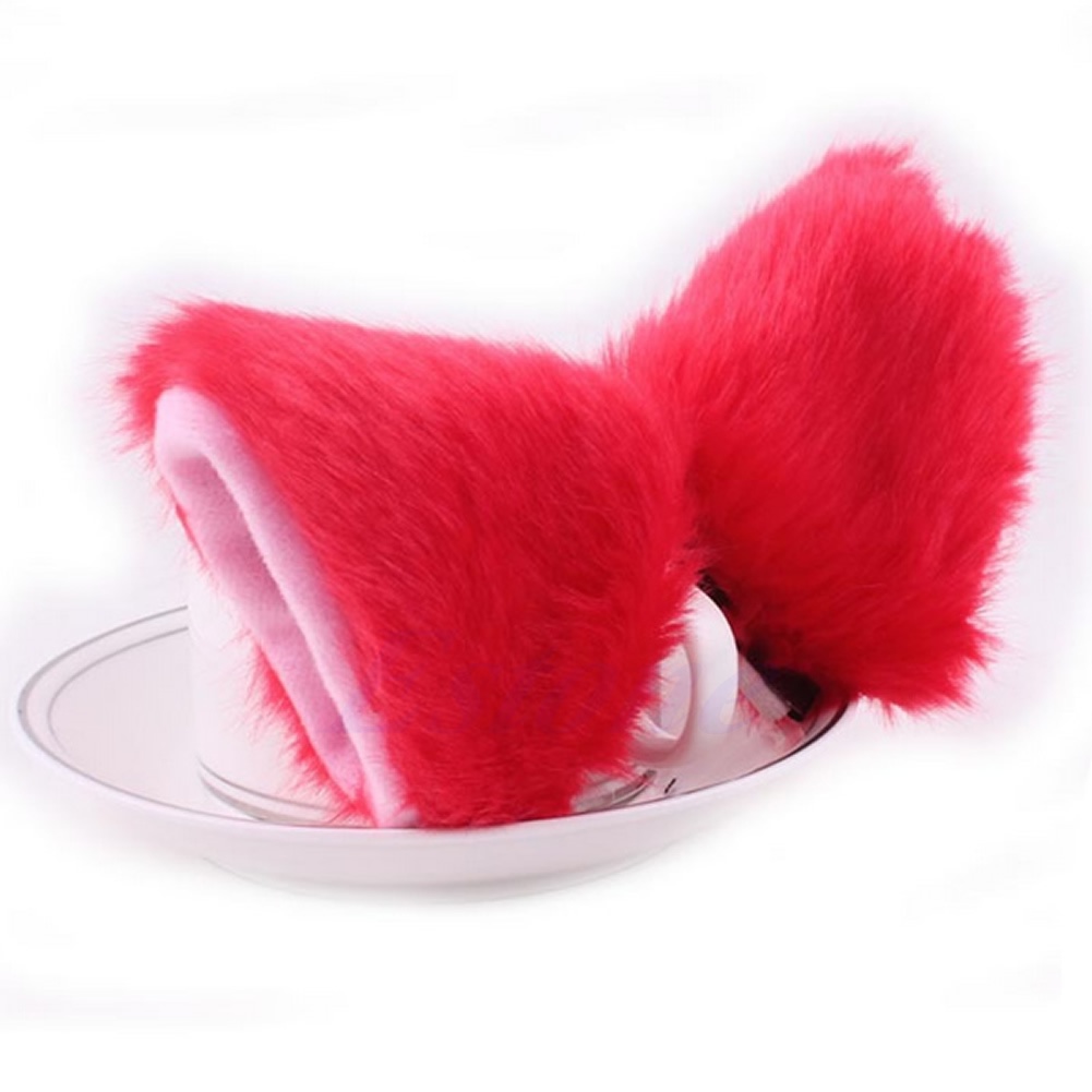 Kẹp Tóc Tai Dài Hình Tai Cáo Đính Lông Hóa Trang Halloween