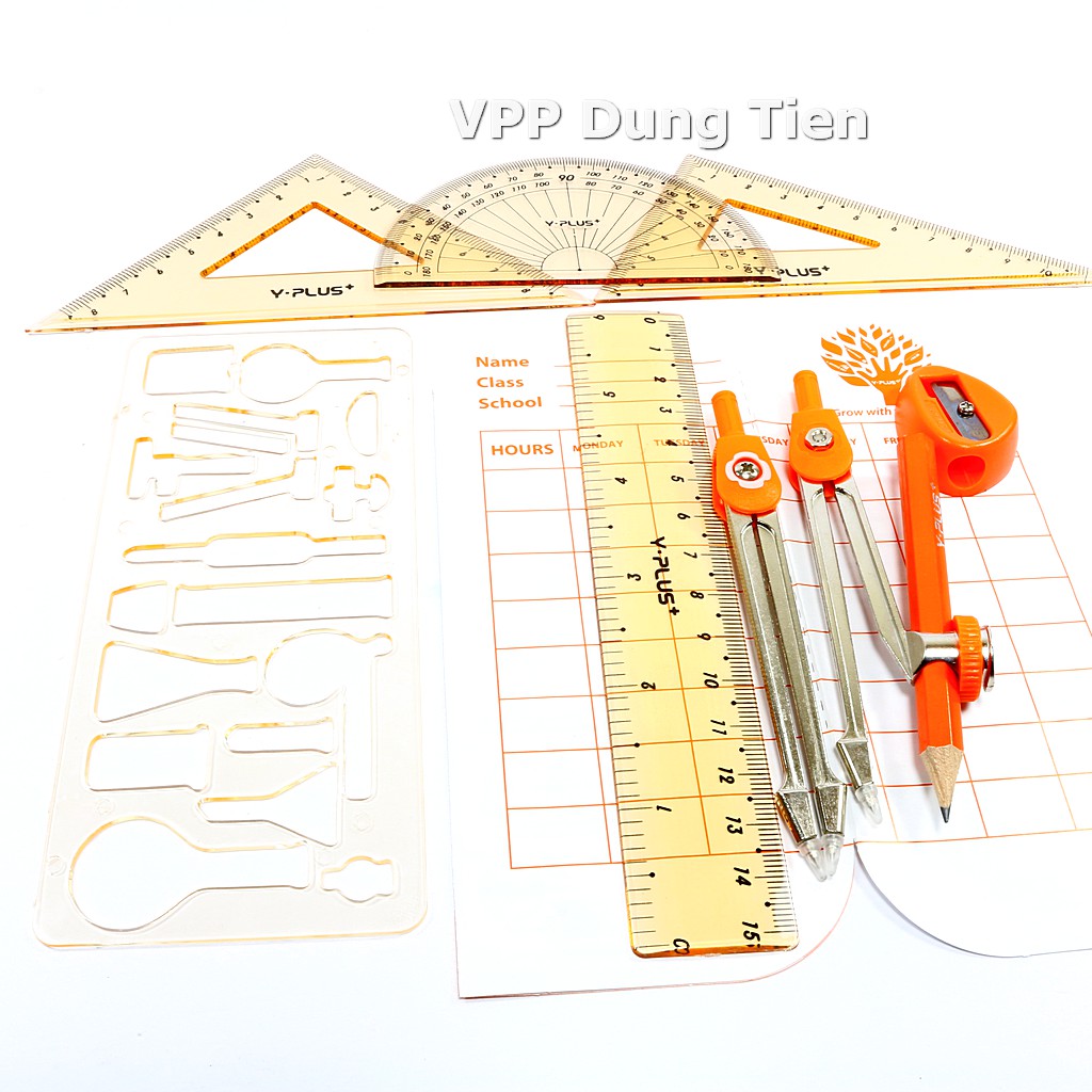 Bộ dụng cụ học sinh hộp sắt 9 món Stacom