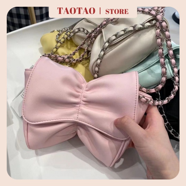 túi mini dây xích túi mây thắt nơ dễ thương màu sắc túi xách nữ đẹp