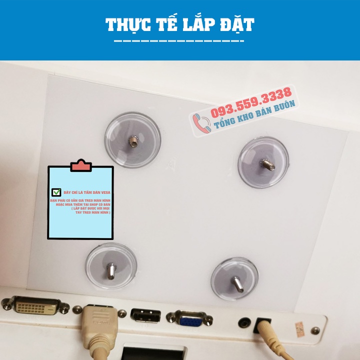 Tấm Dán Siêu Chắc Tạo Ốc VESA - Dùng Cho Màn Hình 17 - 27 Inch Không Có Lỗ Ốc VESA  - Lắp Với Giá Treo Màn Hình Máy Tính