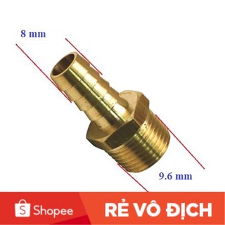 Nối co đuôi chuột ren ngoài 9.6mm ống 8mm, 10mm
