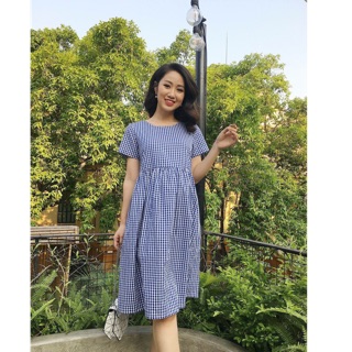 Đầm Bầu Baby Doll Kẻ Caro Cao Cấp