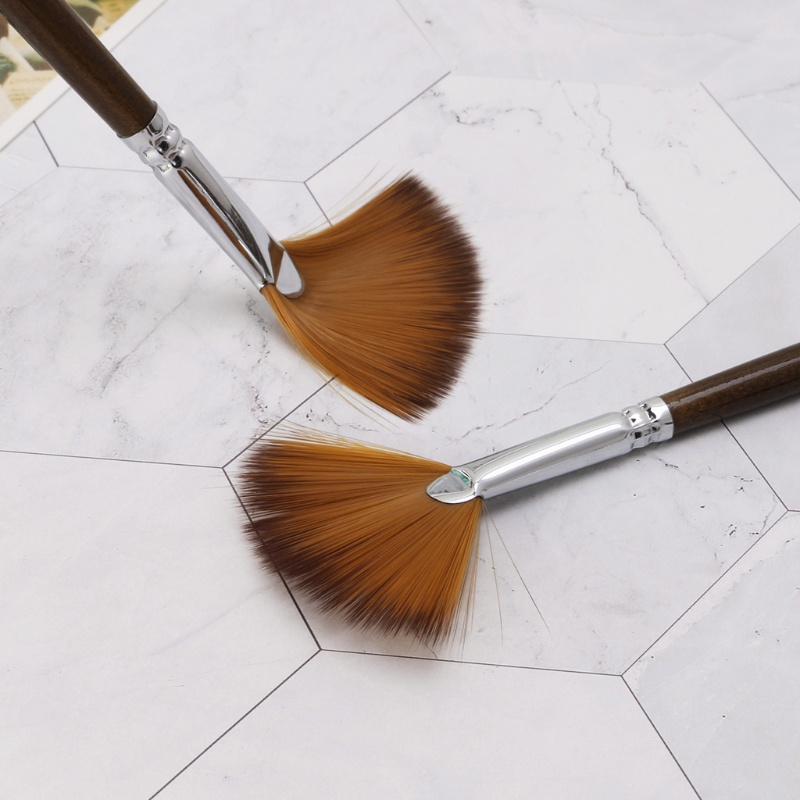 Set 9 Cọ Vẽ Tranh Hình Quạt Bằng Lông Nylon Acrylic Màu Nước