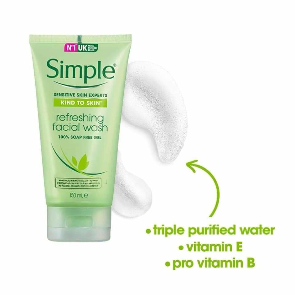 Sữa Rửa Mặt Simple Gel Kind To Skin Refreshing Facial Wash Gel 150ml