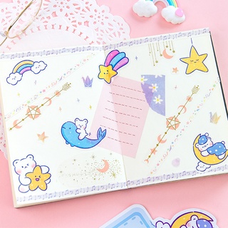 Set 40 miếng sticker PVC gấu tím mộng mơ Meng meng