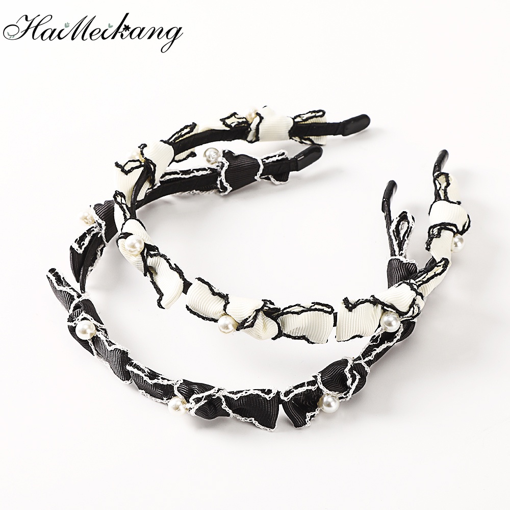 Cài tóc Haimeikang phối vải đính ngọc trai thời trang dành cho nữ