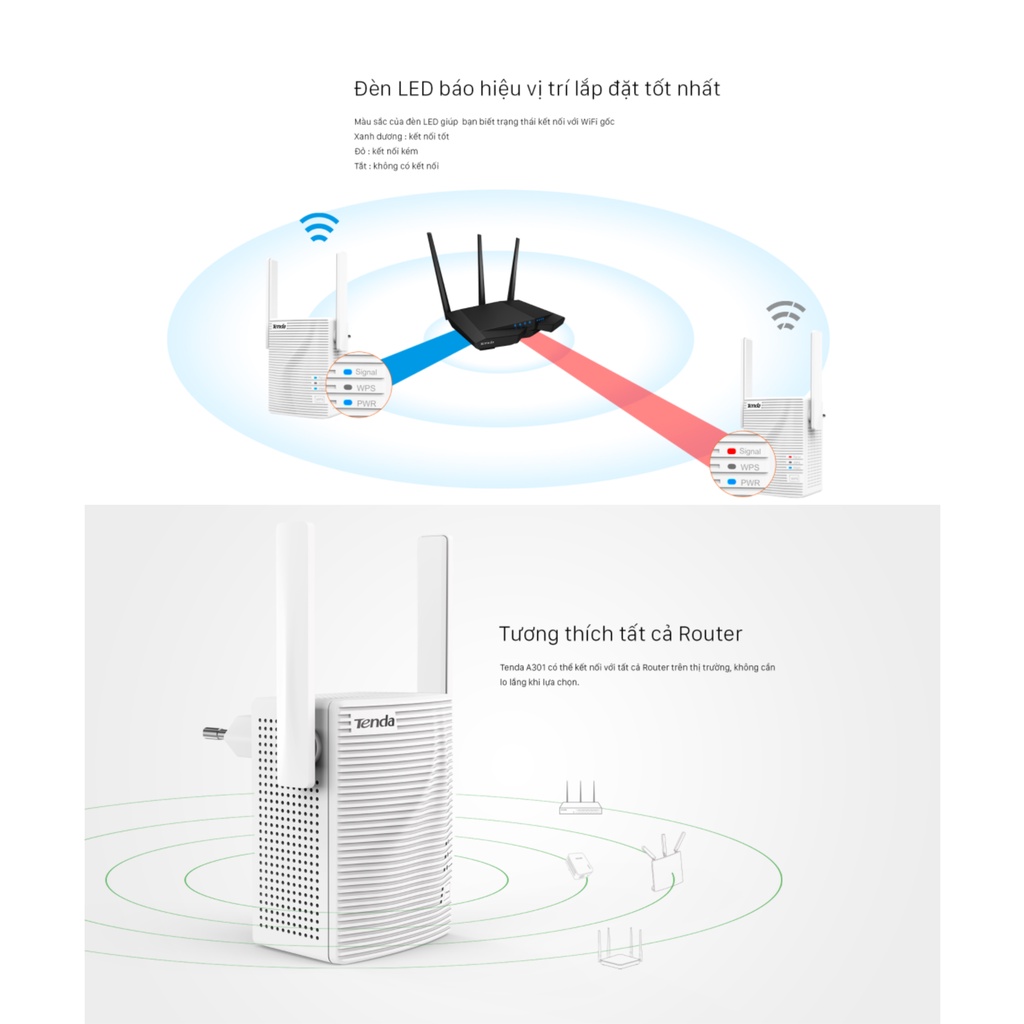 [CHÍNH HÃNG] Tenda A301 Bộ Kích Sóng Repeater Có Cổng Mạng Thêm Chức Năng Accespoint | BigBuy360 - bigbuy360.vn