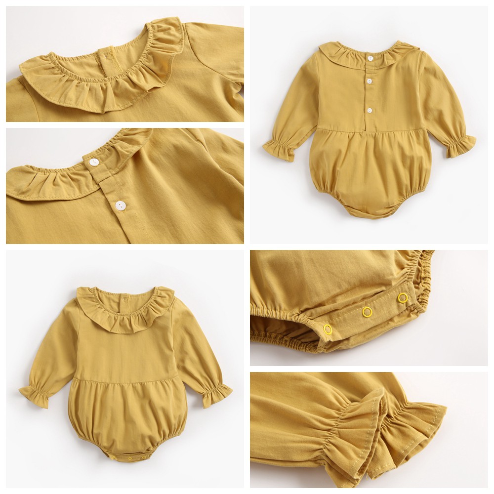 Áo liền quần Sanlutoz tay dài bằng cotton phong cách công chúa cho bé gái (3 màu)