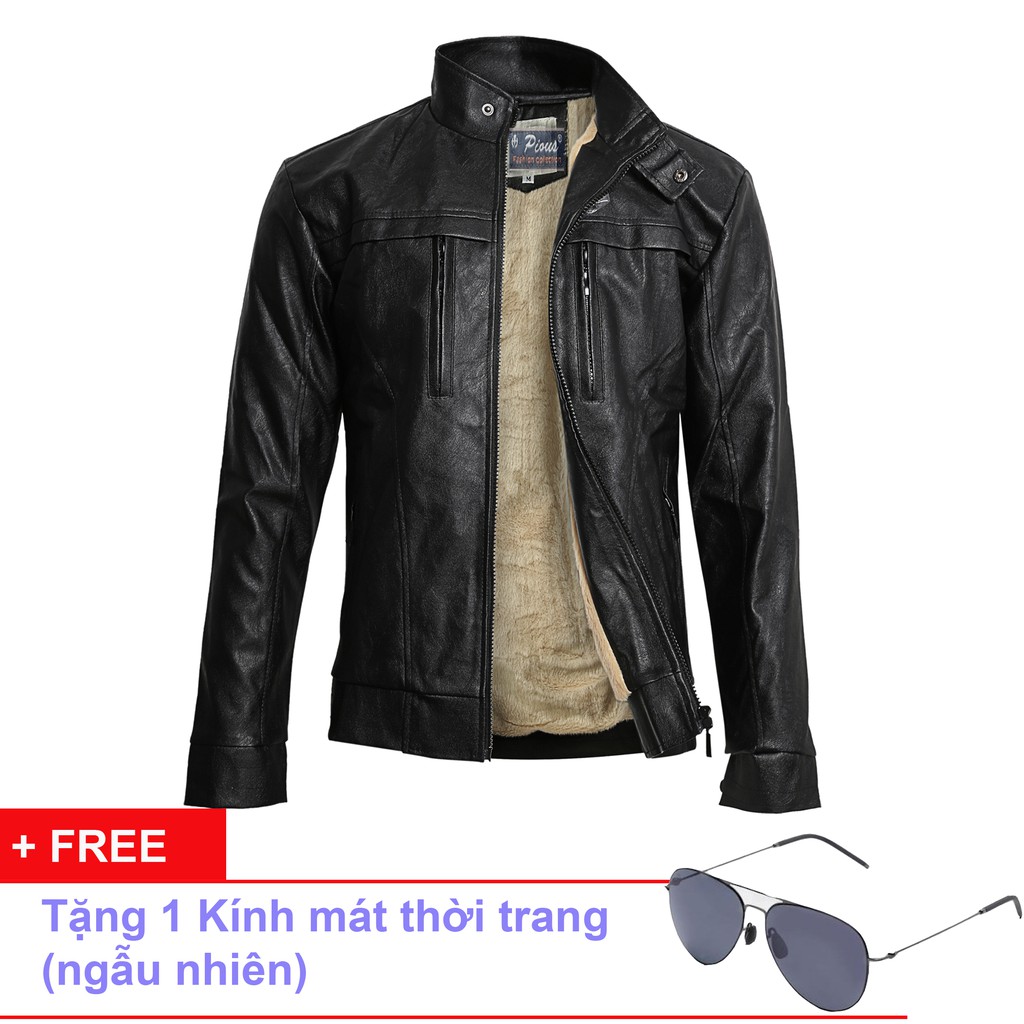 Áo Khoác Da Lót Lông Nam Thời Trang Cao Cấp Pious AD022K + Tặng Kèm Kính