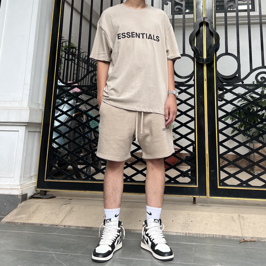 Set đồ Fear Of God FOG Essentials SS20 Tan bản cao cấp, Bộ đồ mùa hè đi biển FOG Essentials form rộng