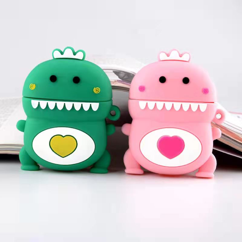 Vỏ Bảo Vệ Hộp Sạc Tai Nghe bluetooth Không Dây Airpods 3/1/2 pro Bằng Silicon Mềm Hình Khủng Long 3D Dễ Thương
