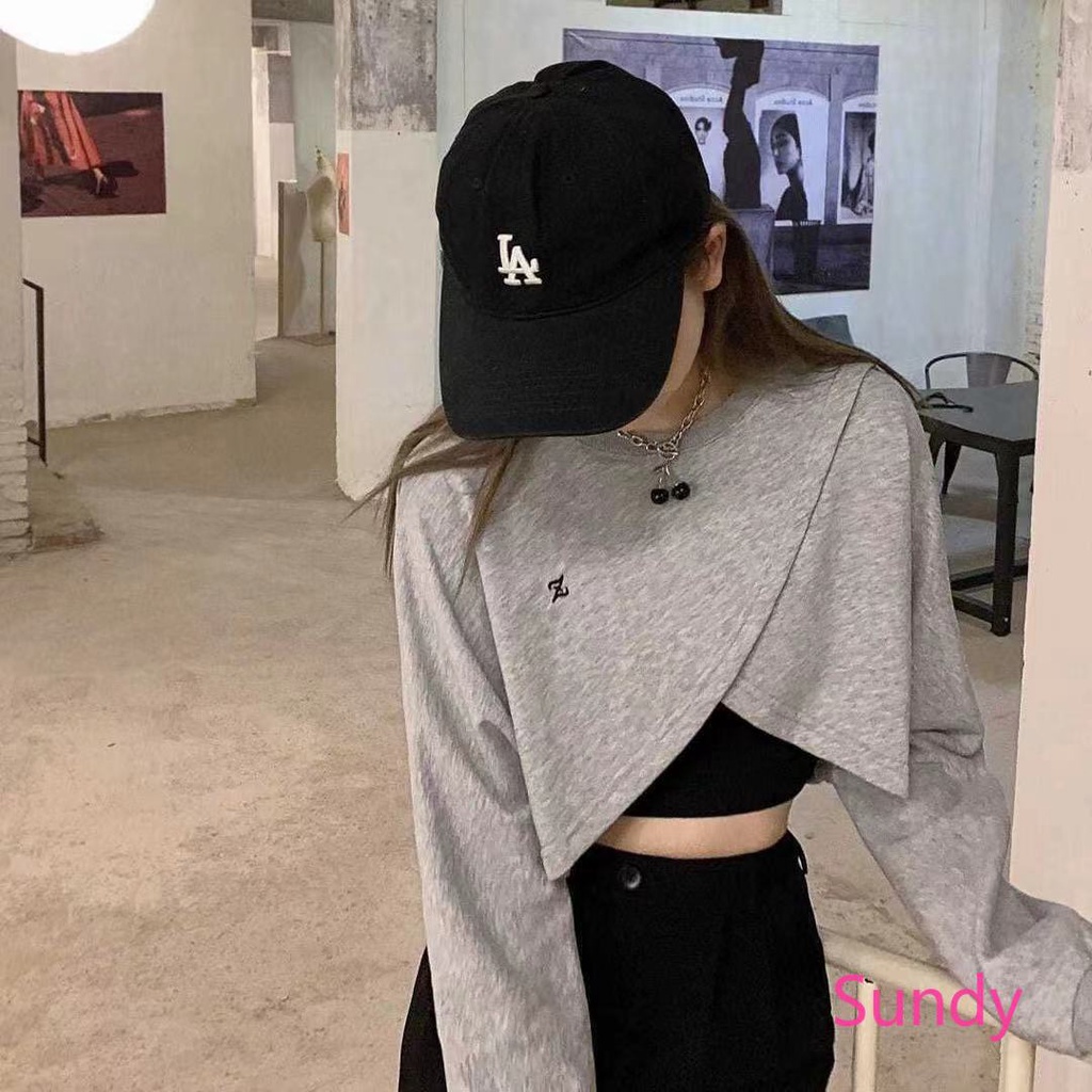 Set Áo Tay Dài Phối Dây Chéo Thời Trang Mùa Hè Cá Tính Cho Nữ