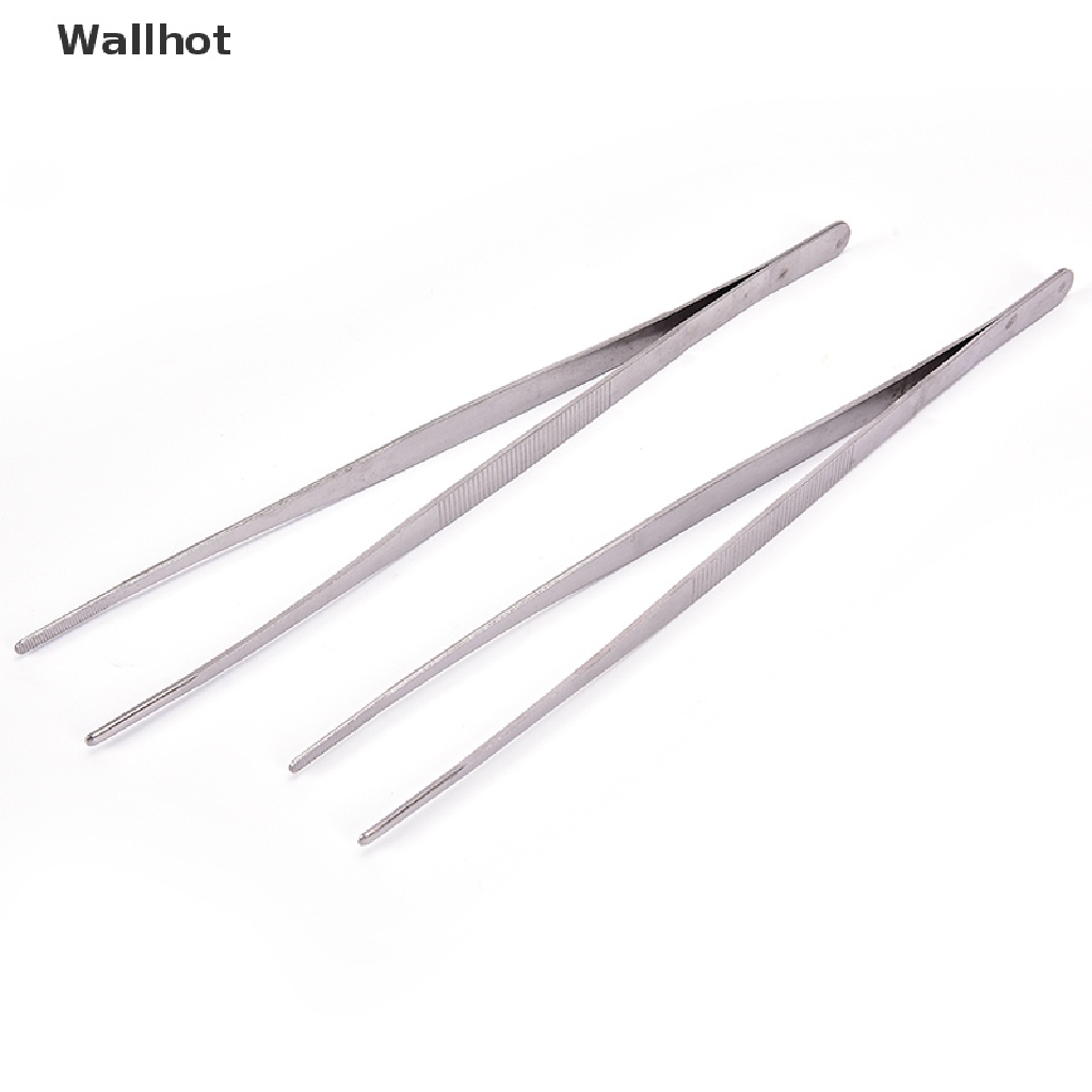 12'' 30cm Silver Stainless Steel Long Food Tongs Straight Tweezers Kitchen Tool