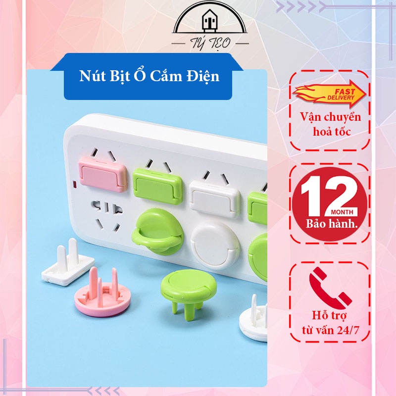 Nút Bịt Ổ Cắm Điện Chống Giật An Toàn Cho Bé - Có Quai Kéo Tiện Dụng - Loại Cho Ổ Cắm 2 Chân và 3 Chân - Gia Dụng Tý Tẹo