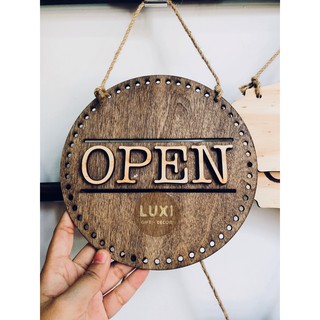 [CÓ VIDEO QUAY SP THẬT] Bảng gỗ treo cửa 2 mặt Open - Close 01