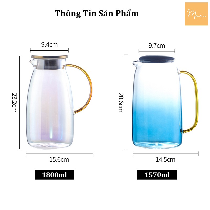 Bình nước thủy tinh chịu nhiệt - 1.8L