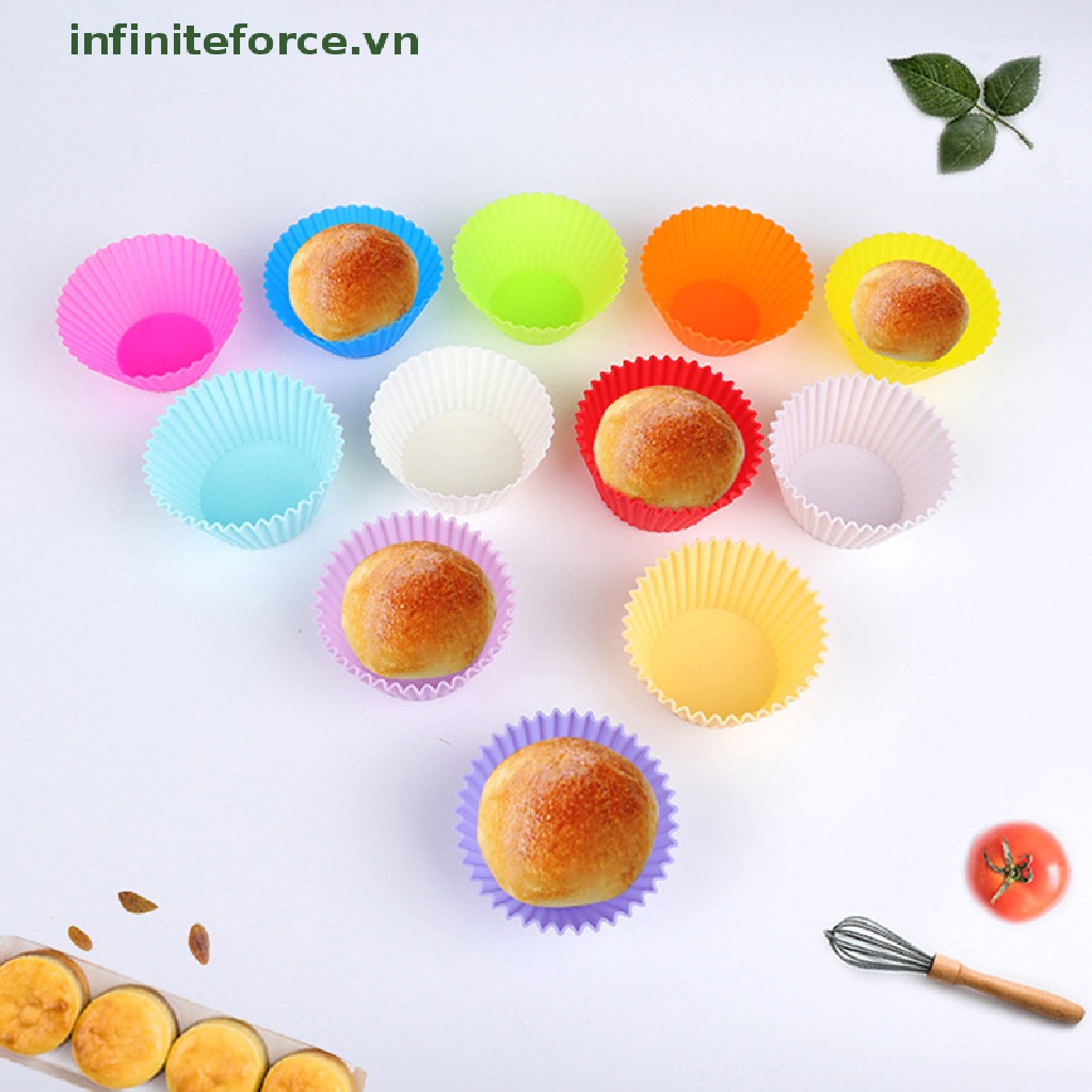 Khuôn Silicon Làm Bánh Muffin Hình Tròn Tiện Dụng
